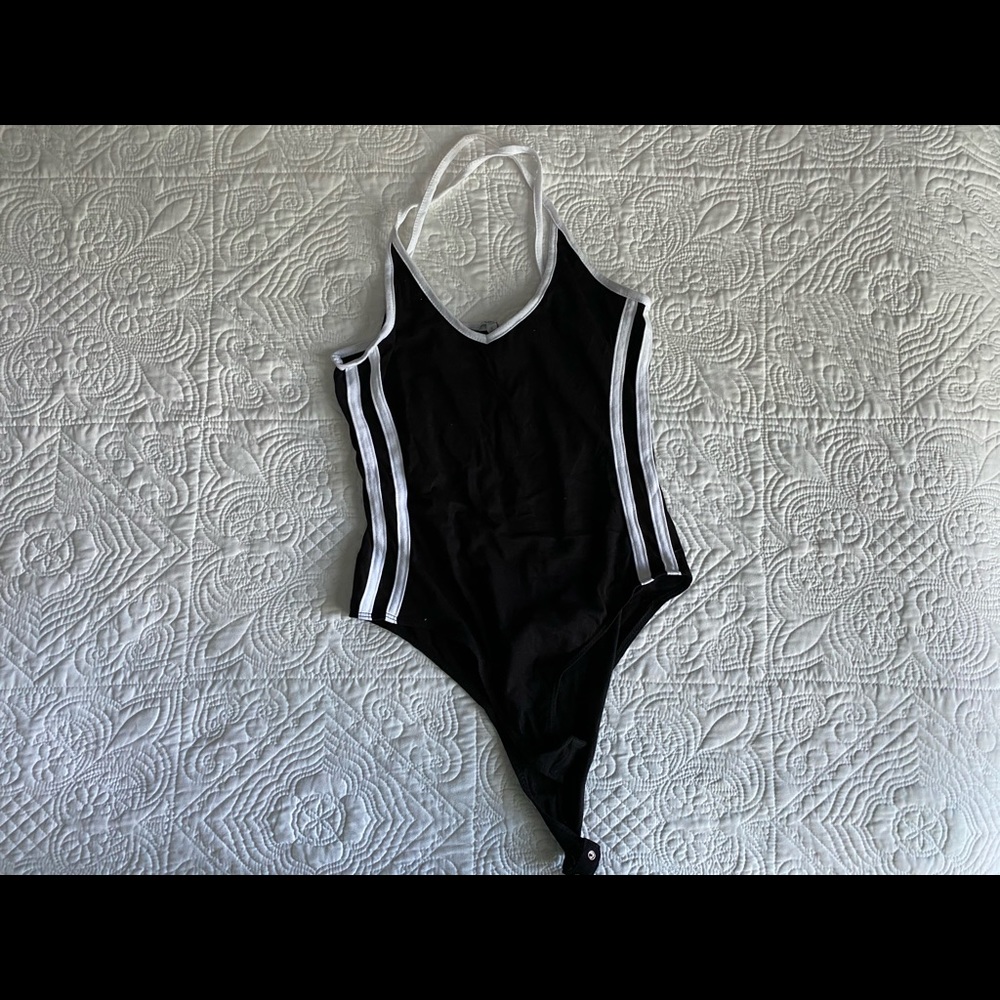 Black and white stripe bodysuit